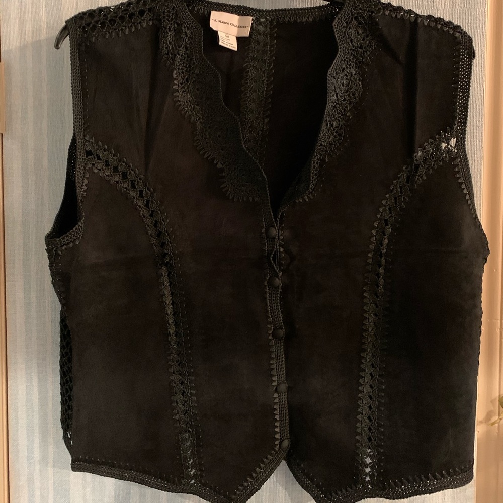 I. Marco Galleries Suede & Crocheted Vest